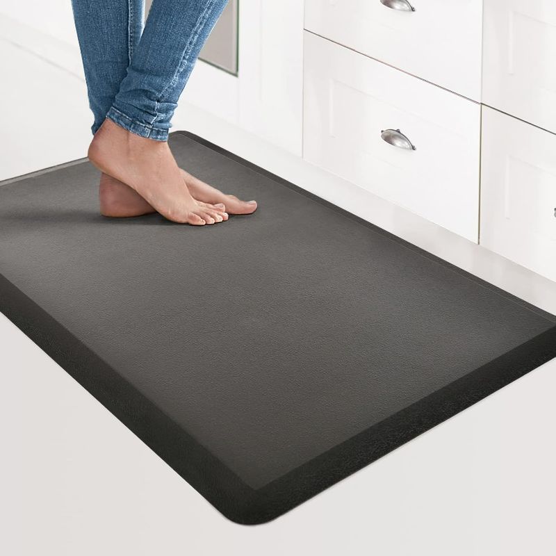 Photo 1 of 1/2 Inch Cushioned Kitchen Mat -Comfort & Non Slip Cushion for Standing Desk, Office or Garage Floor (17.3"x28", Black)