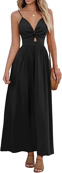 Photo 1 of (S) CUPSHE Women's Maxi Dress V Neck Twisted Sleeveless Cutout Self Tie Long Dress Summer Formal Dress ***SMALL***