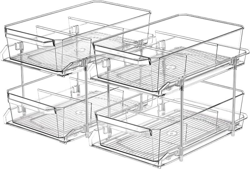 Photo 1 of 2 Set, 2 Tier Clear Organizer with Dividers for Cabinet / Counter,