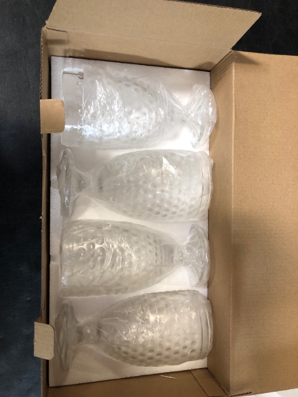 Photo 1 of Hobnail Glass Goblets 16.9 Oz, Stemmed Water Glasses, Iced Tea Goblets, Vintage Drinking Glasses for Beverages, Set of 4 (Clear)