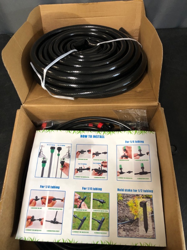 Photo 2 of 240FT Drip Irrigation System Kit, Automatic Garden Watering Misting System for Greenhouse, Yard, Lawn, Plant with 1/2 inch Hose 1/4 inch Distribution Tubing and Accessories