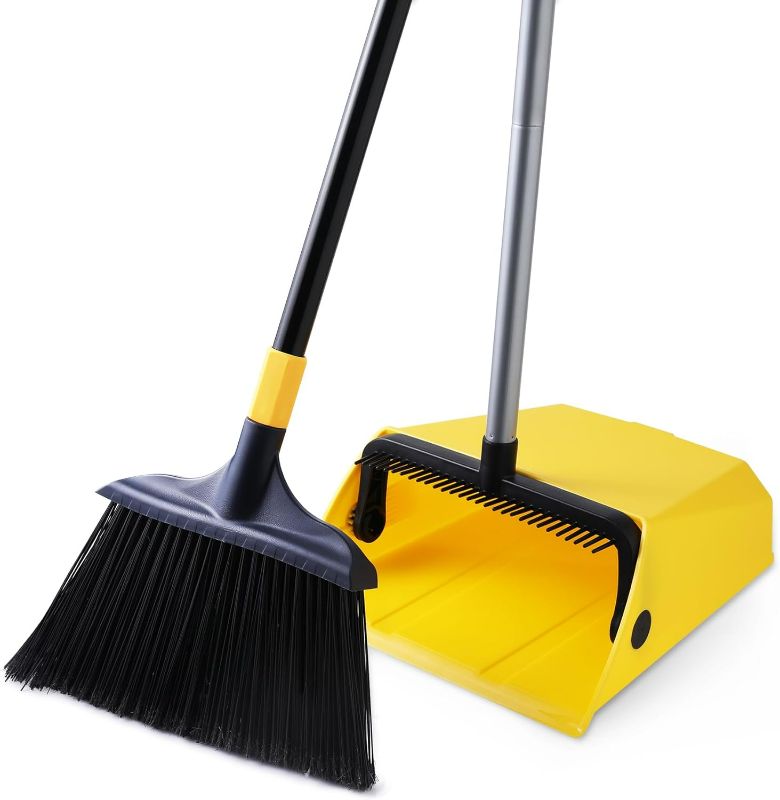 Photo 1 of Yocada Heavy Duty Broom and Dustpan Set with Comb Commercial Outdoor Indoor for Courtyard Garage Lobby Mall Market Floor Home Kitchen Room Office Pet Hair Rubbish