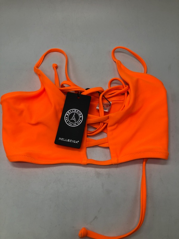 Photo 2 of ***SIZE S*** RELLECIGA Women's Strappy Bikini Top ***ORANGE***