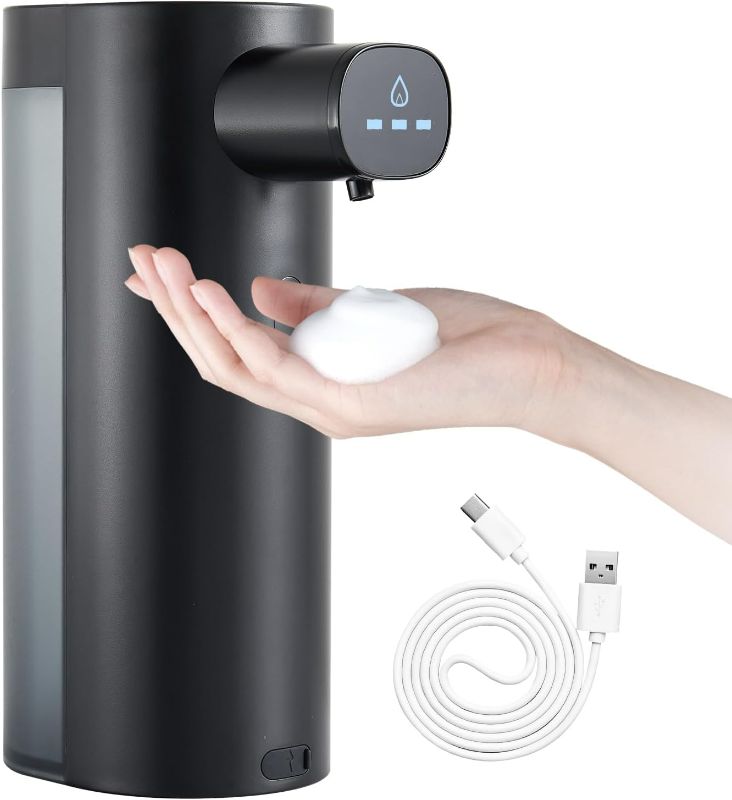 Photo 1 of Automatic Soap Dispenser, Foaming Soap Dispenser USB Rechargeable Touchless Hand Soap Dispenser with 3 Adjustable Soap Volume for Kitchen Bathroom 300ml?Black?