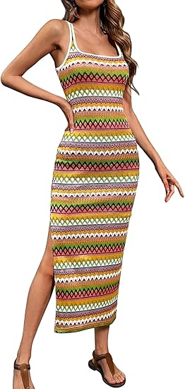 Photo 1 of ***SIZE M***  Maxi Dresses for Women 2024 Summer Casual Tank Dress Fitted Tight Square Neck Beach Sundress