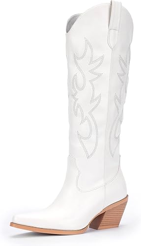 Photo 1 of ***SIZE 8*** Pasuot Western Cowboy Boots for Women - Knee High Wide Calf Cowgirl Boots with Classic Embroidered