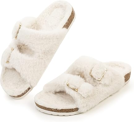 Photo 1 of ***SIZE 7*** FITORY Womens Open Toe Slipper with Cozy Lining,Faux Rabbit Fur Cork Slide Sandals