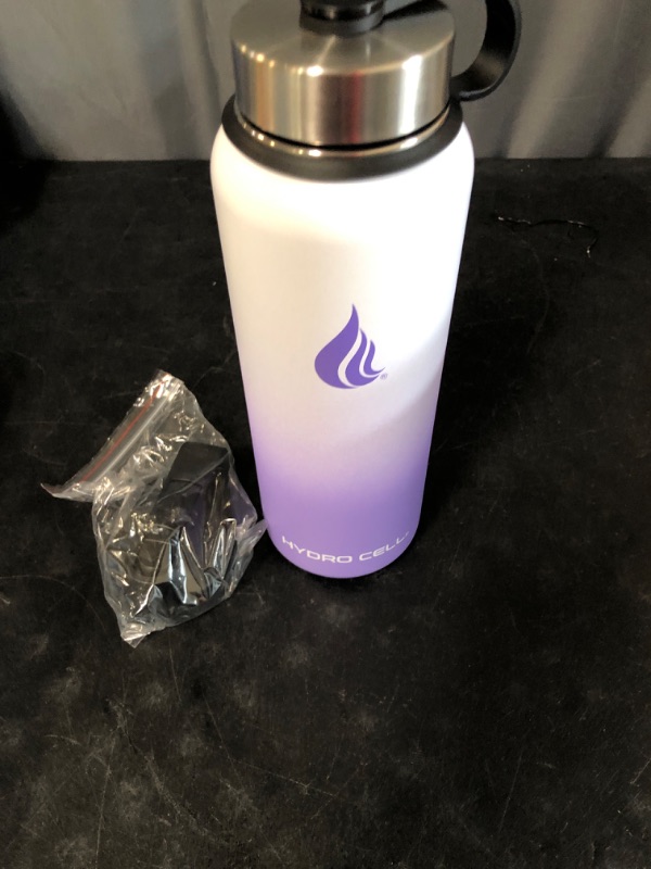 Photo 2 of HYDRO CELL Stainless Steel Insulated Water Bottle with Straw 40oz ( White/Lavender )