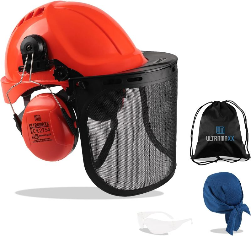 Photo 1 of 3-1 Chainsaw Helmet with Mesh Face Shield and Hearing Protection Ear Muffs, Forestry Safety Hard Hat Kits,