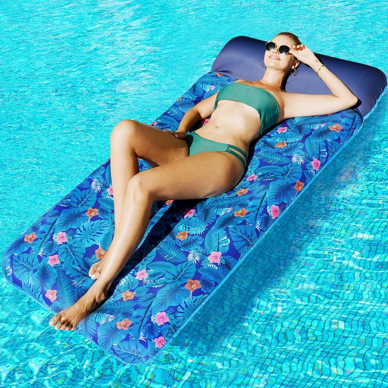 Photo 1 of FindUWill Oversized Pool Float Lounge, 72" X 37" Extra Large Fabric-Covered Pool Floats for Adults (XL, MONSTERA)