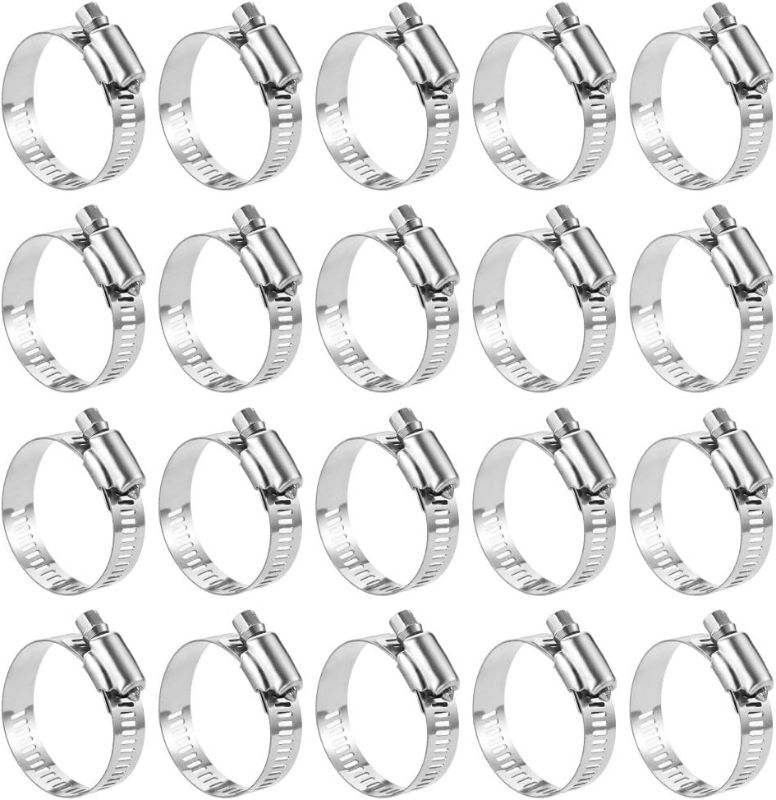 Photo 1 of  20 Pack Stainless Steel Hose Clamp Adjustable 7/8'' - 1-1/2'' (21-38mm) Worm Gear Hose Clamp