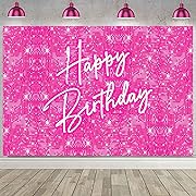 Photo 1 of  7x5ft Glitter Hot Pink Birthday Backdrop Princess Girls Birthday Party Decorations