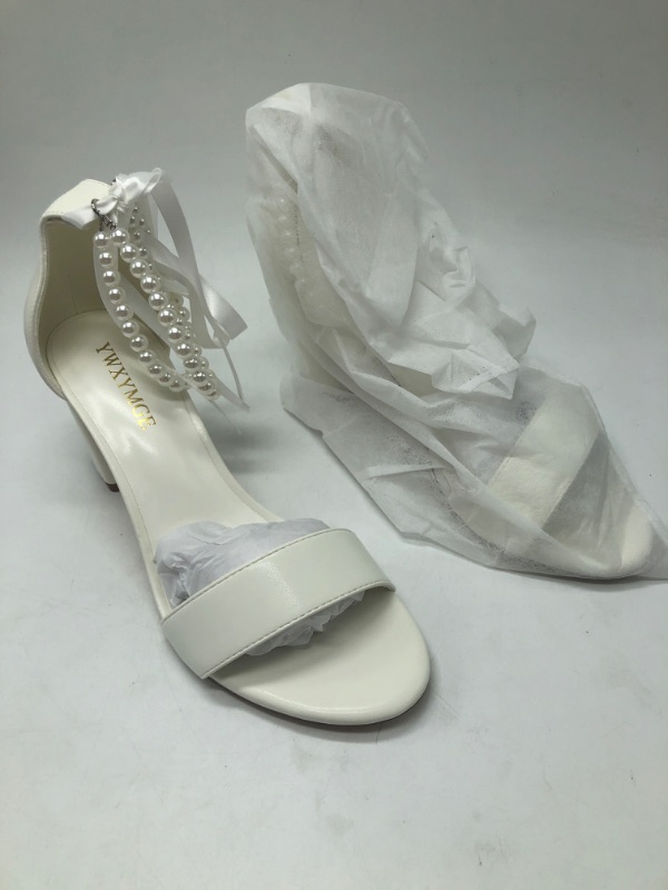 Photo 2 of ***SIZE 8*** Block Heel Wedding Shoes for Bride Women Chunky Heeled Sandals Pearl Bridal Shoes