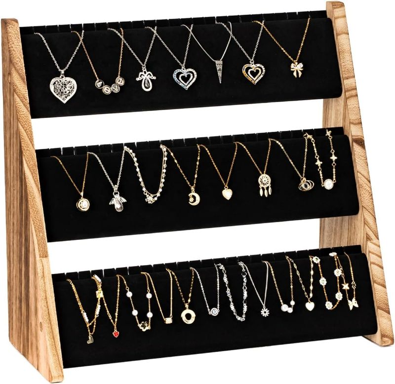 Photo 1 of Necklace Holder, 3 Tier Necklace Organizer Stand with Velvet, 