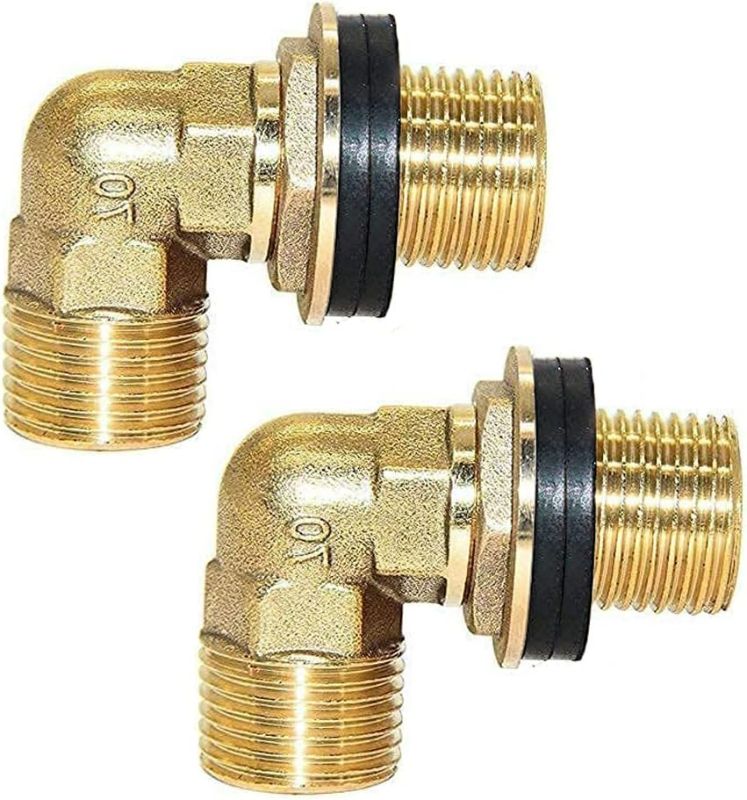 Photo 1 of  Wall Mount Commercial Faucet Installation Kit, Brass 1/2" G Male Elbow Backsplash Mount Connector for Stainless Steel Commercial Kitchen Prep & Utility Sink (2 PCS)