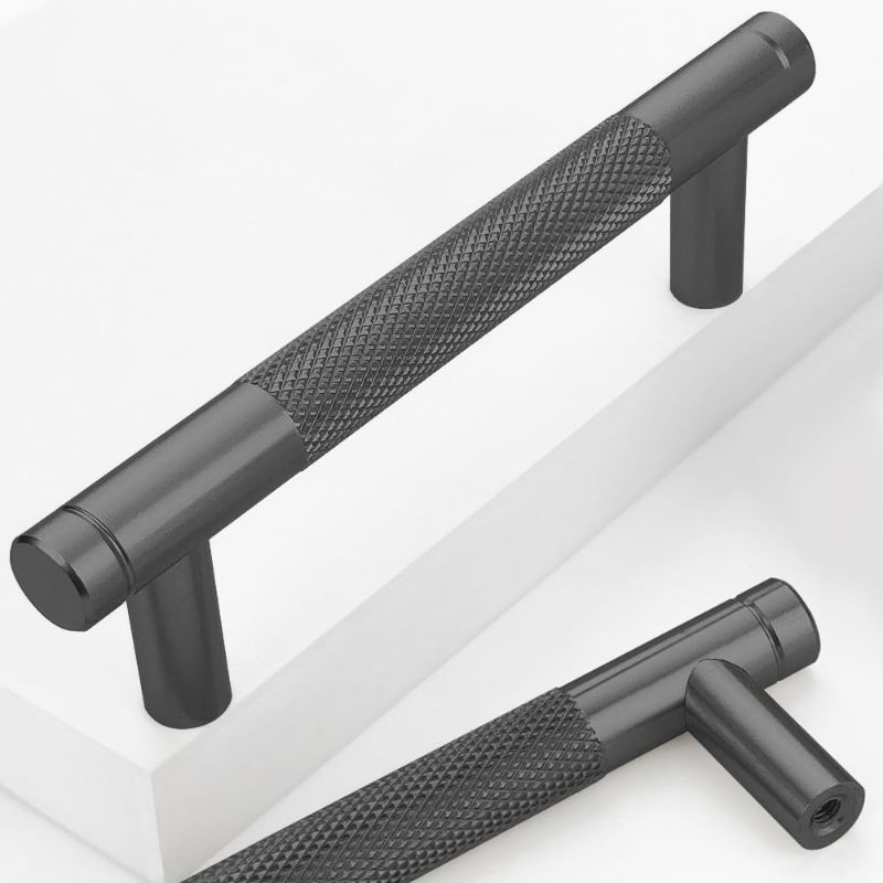 Photo 1 of 2 Pack 3 3/4 Inch 96 mm Black Barrel Cabinet Pulls Cupboard Aluminum Handles Drawer Pull Cabinet Handles