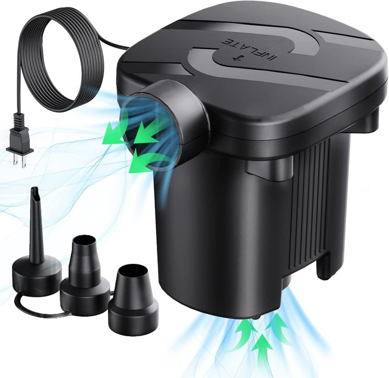 Photo 1 of Electric Air Pump, Quick-Fill Air Pump for Inflatables, Portable Air Mattress Pump with 3 Nozzles