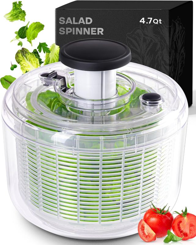 Photo 1 of BASSWOOD Pump Salad Spinner with Bowl and Colander  4.7 Qt