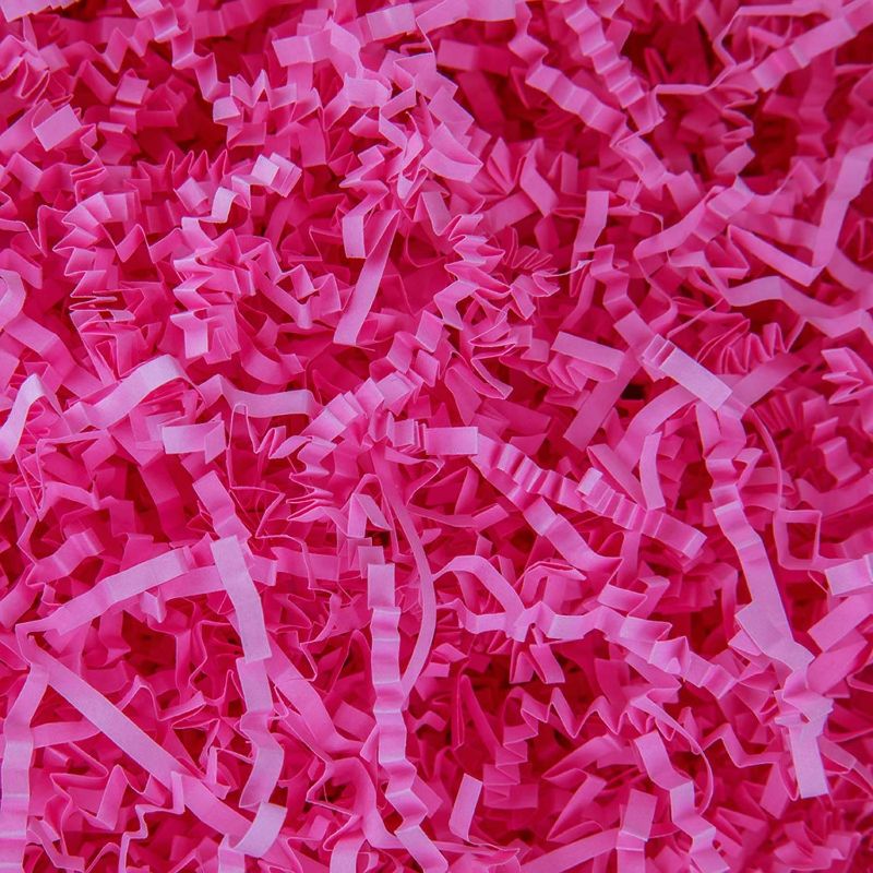 Photo 1 of Caleihd Crinkle Cut Paper Shred Filler 1LB Shredded Paper for Gift Box Baskets Wrapping and Filling (Pink)