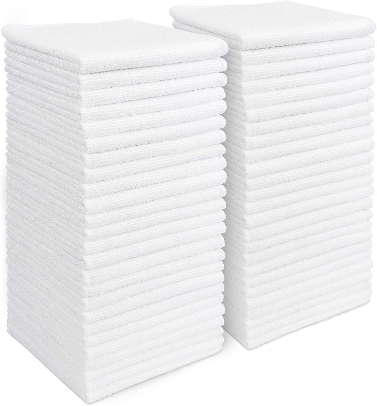 Photo 1 of AIDEA Microfiber Cleaning Cloths White-50PK White-11.5"x 11.5"