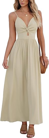 Photo 1 of ***SIZE L*** CUPSHE Women's Maxi Dress V Neck Twisted Sleeveless Cutout Self Tie Long Dress Summer Formal Dress