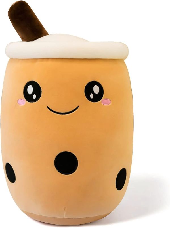 Photo 1 of  Cute Boba Tea Plush Stuffed Bubble Tea Plushie Cartoon Soft Milk Tea Cup Pillow Home Hugging Gift for Kids Brown Big Eyes 9.4 inch