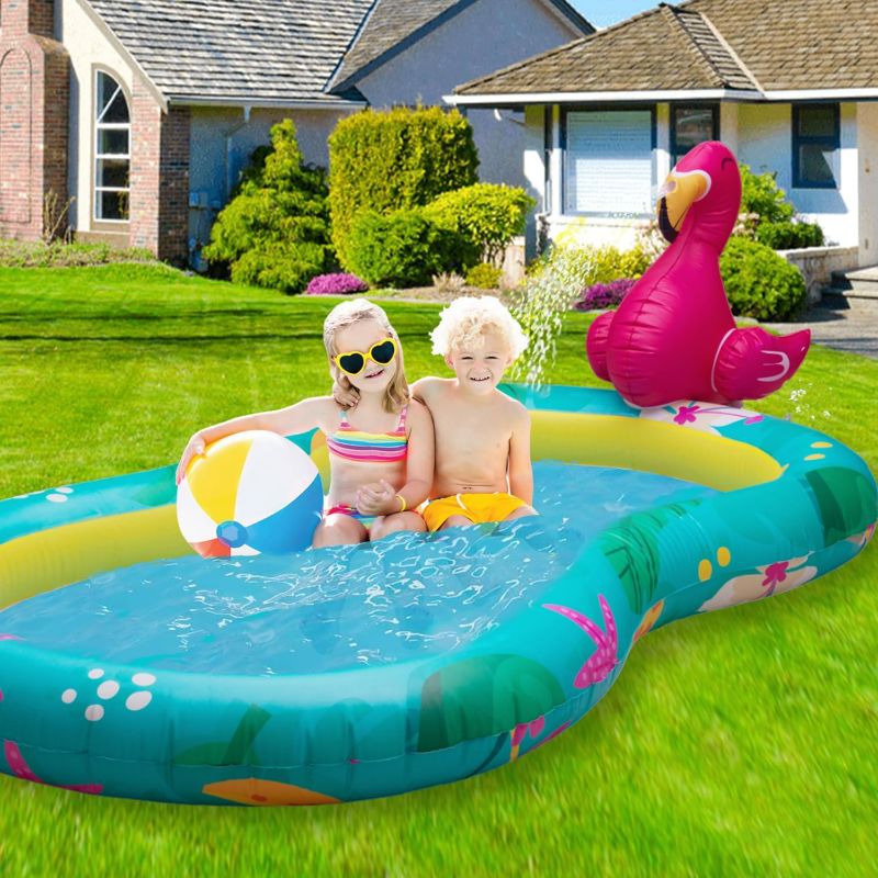 Photo 1 of Flamingo Inflatable Kiddie Pool for Kids and Toddlers with Sprinkler