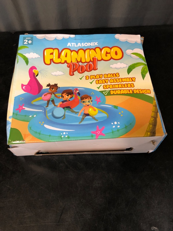 Photo 3 of Flamingo Inflatable Kiddie Pool for Kids and Toddlers with Sprinkler