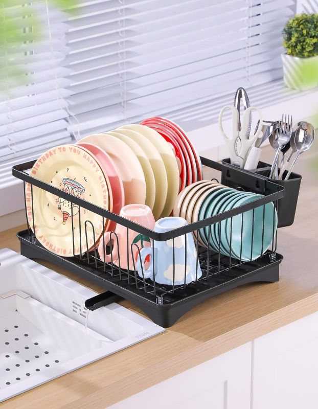 Photo 1 of Dish Drying Rack, Dish Rack with 360° Auto-Drain Swivel Spout, Dish Drainer for Kitchen Counter, Large