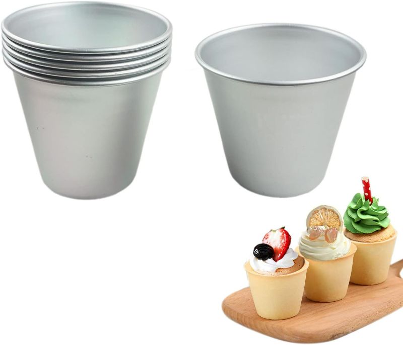 Photo 1 of 6 Packs Popover Pan Large Individual Muffin Mold, Aluminium Pudding Cup, Chocolate Molten Mould, Raspberry Souffle Baking Maker, Brownie Tumbler -for Pie, Egg Tart, Cake (Size 3.4"x 3.2")