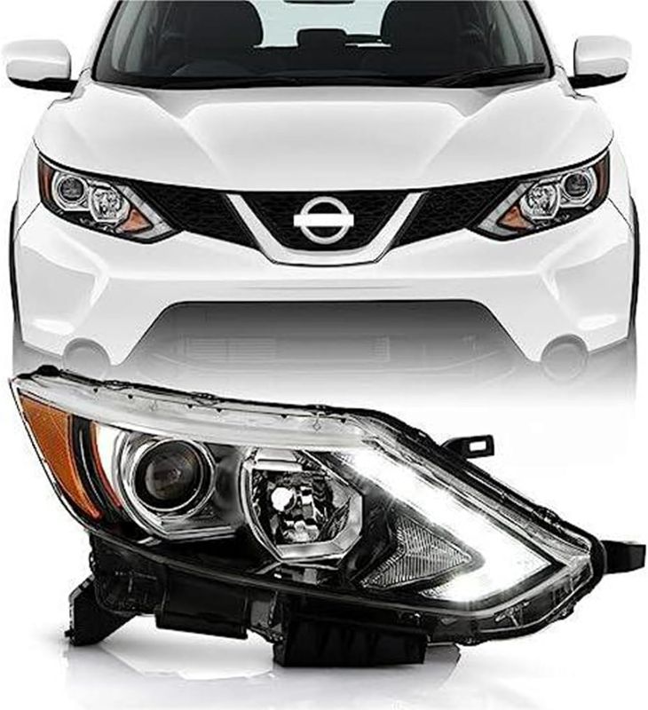 Photo 1 of Headlights Fit for 2017 2018 2019 Nissan Rogue Sport, Black Headlamp Assembly Replacement (Right Passenger Side)