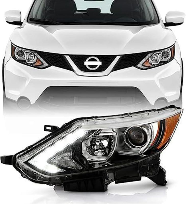 Photo 1 of Headlights Fit for 2017 2018 2019 Nissan Rogue Sport, Black Headlamp Assembly Replacement (Left Driver Side)