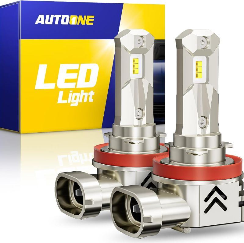 Photo 1 of AUTOONE H11/H8/H9 Led Bulbs, Plug and Play Fog Light Replacement, 500% Brighter, White 6000k, Canbus Ready Direct Fit