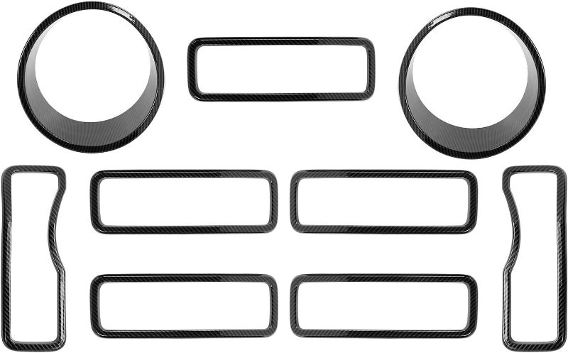 Photo 1 of Front Grille Inserts/Headlight Trim Covers Decoration Kit Fit for Jeep Wrangler 2024 JL JLU & Gladiator JT 2024 (BLACK)