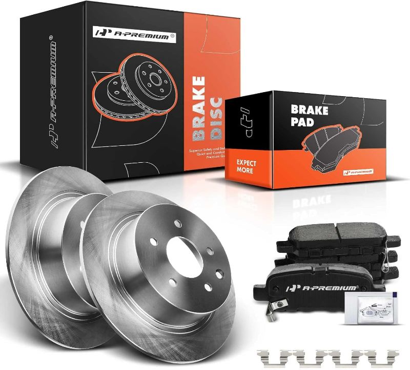 Photo 1 of A-Premium 11.48 inch(291.7 mm) Rear Solid Disc Brake Rotors + Ceramic Pads Kit Compatible with Select Nissan Models - Altima 2002-2023, Juke 2011-2017, Maxima 2004-2008, Sentra 2007-2019, 6-PC Set