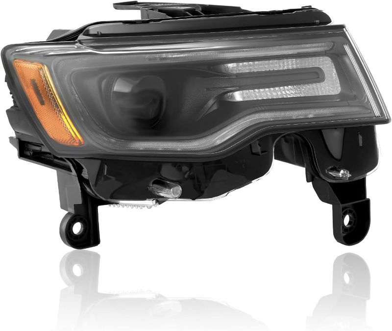 Photo 1 of Headlight Assembly Fits for 2016-2021 JEEP Grand Cherokee HID Headlamp w/LED DRL Black Passenger Right Side Replace