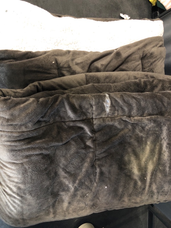 Photo 2 of Berkshire Blanket-Sherpa Fleece Blanket, Warm and Soft Loftmink Reversible Blanket for Bed, Sofa and Travel, Charcoal Grey, 90 in x 90 in