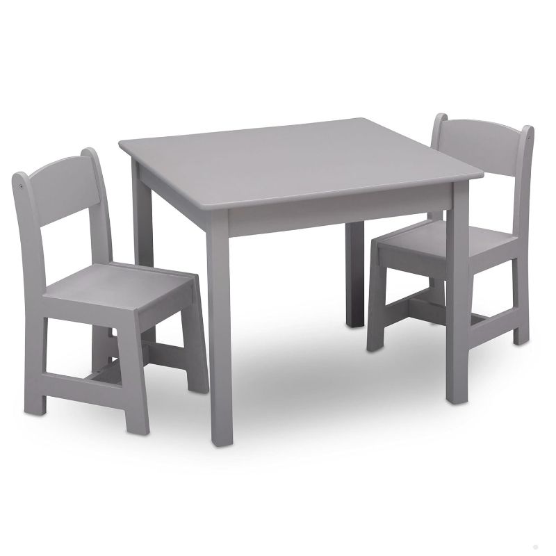 Photo 1 of Delta Children MySize Kids Wood Table and Chair Set (2 Chairs Included) - Ideal for Arts & Crafts, Snack Time & More - Greenguard Gold Certified, Grey, 3 Piece Set