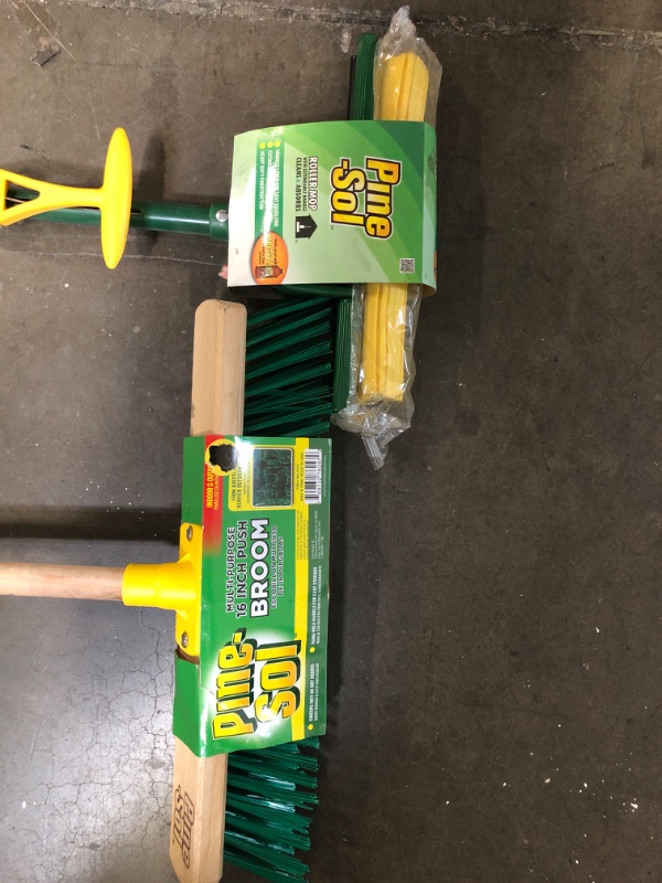 Photo 2 of Pine-Sol 16in Push broom & Roller Mop Set 