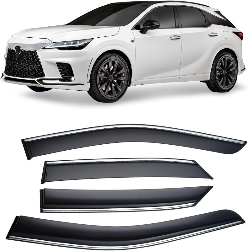 Photo 1 of 4pcs Window Visor Fit for 2016-2022 Lexus RX 350 450H Tint Trim Outside Mount Tape On/Clip On Style Rain Guard