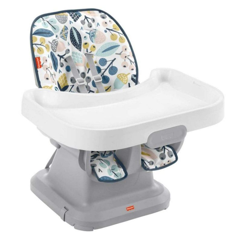 Photo 1 of Fisher-Price Baby to Toddler High Chair SpaceSaver Simple Clean Portable Dining Seat & Booster with Washable Deep Tray & Liner, Pacific Pebble