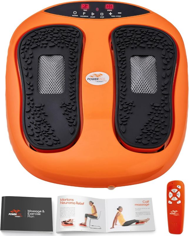 Photo 1 of Power Legs Electric Foot Massager Machine with Remote Control, Adjustable Speed, Vibration - Calf Massager - Feet Massager for Neuropathy Pain Relief, Plantar Fasciitis, Leg Blood Circulation (Orange)