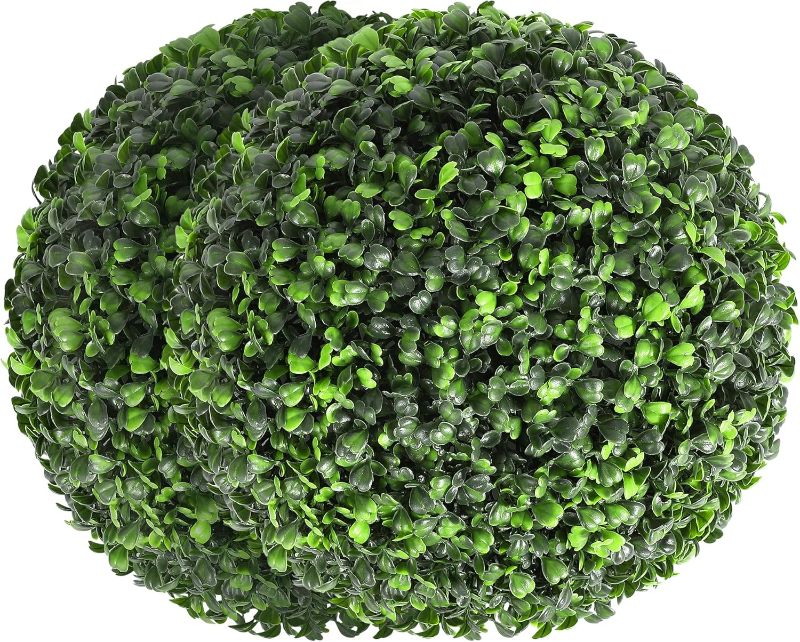 Photo 1 of 2 Pcs 12” Artificial Plant Topiary Ball, Faux Boxwood Balls with Led, Topiary Balls Artificial Outdoor Set of 2 for Backyard, Balcony, Garden, Wedding, and Home DéCor