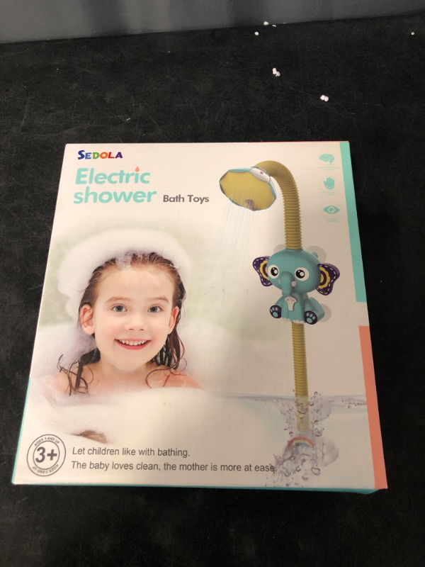 Photo 3 of Baby Bath Shower Head Baby Bath Toys Elephant Water Pumps and Trunk Spout Rinser for Newborn Babies