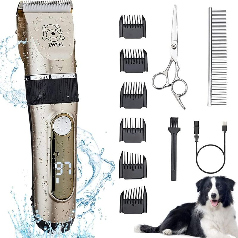 Photo 1 of Dog Clippers, 2-Speed Professional Rechargeable Cordless Cat Shaver and Low Noise Water Proof Electric Dog Trimmer Pet Grooming Kit Animal Hair Clippers Tool with Scissors Combs