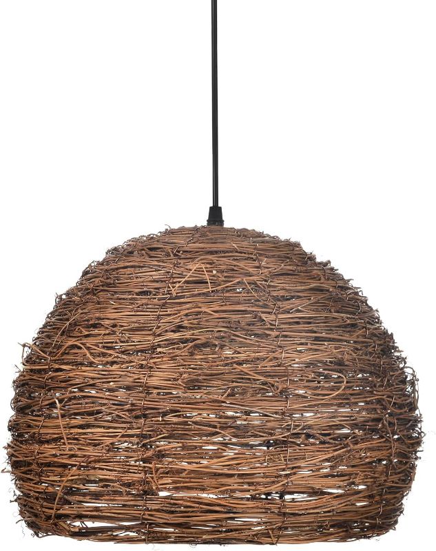 Photo 1 of Arturesthome Rustic Pendant Light Fixture, Woven Rattan Lampshade Coastal Hanging Lighting, Vintage Farmhouse Chandelier Lamp Shade for Kitchen Island Dining Room 