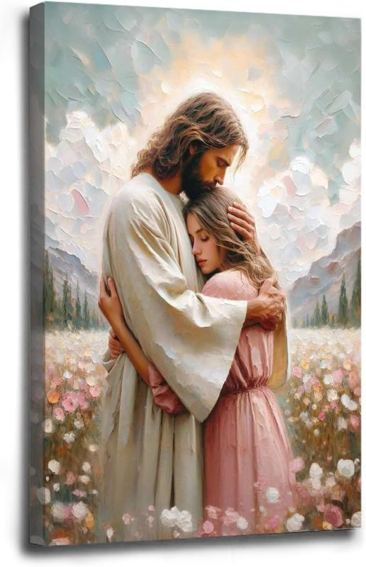 Photo 1 of (24x36") Jesus Hugging Woman Wall Print(framed)