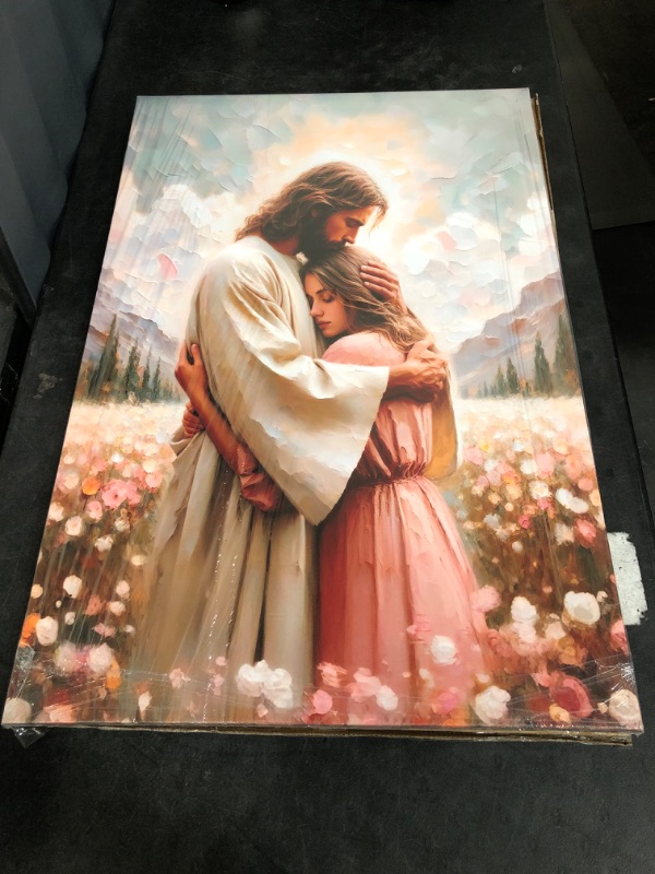 Photo 2 of (24x36") Jesus Hugging Woman Wall Print(framed)