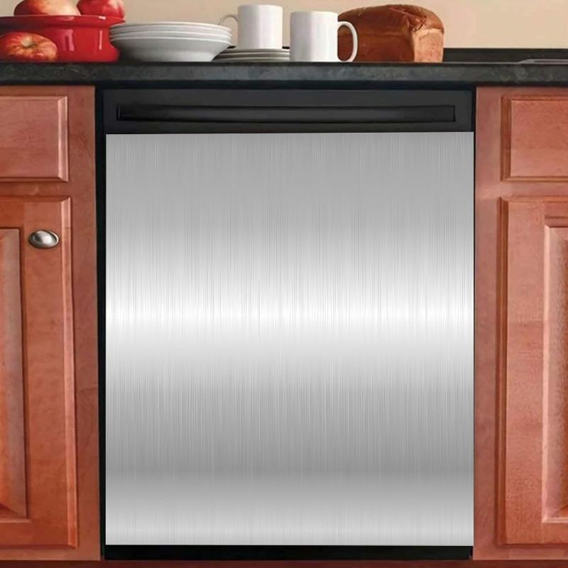 Photo 1 of Stainless Steel Magnetic Dishwasher Cover,23” x 26” Brushed Silver Magnetic Dishwasher Door Cover, Refrigerator Magnet Cover, Dishwasher Covers Decorative
