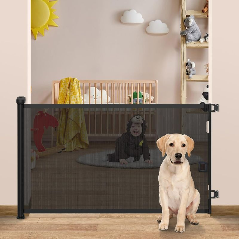 Photo 1 of Retractable Baby Gate, 33" Tall, Extends up to 55'' Wide, Child Safety Baby-Gate, Dog Gate, Pet Retractable Gates for Stairs, Doorways, Hallways, Indoor and Outdoor
